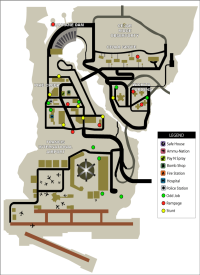 Карта сумасшедших прыжков (stunt jumps) и безумий (rampages) в GTA Liberty City Stories на острове Shoreside Vale
