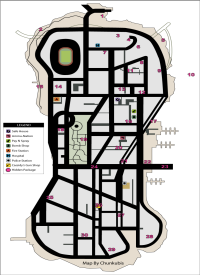 Карта скрытых (спрятанных) пакетов (hidden packages) в GTA Liberty City Stories на острове Staunton Island