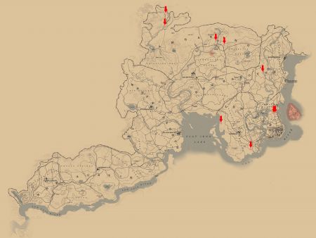 Карта могил спутников в Red Dead Redemption 2