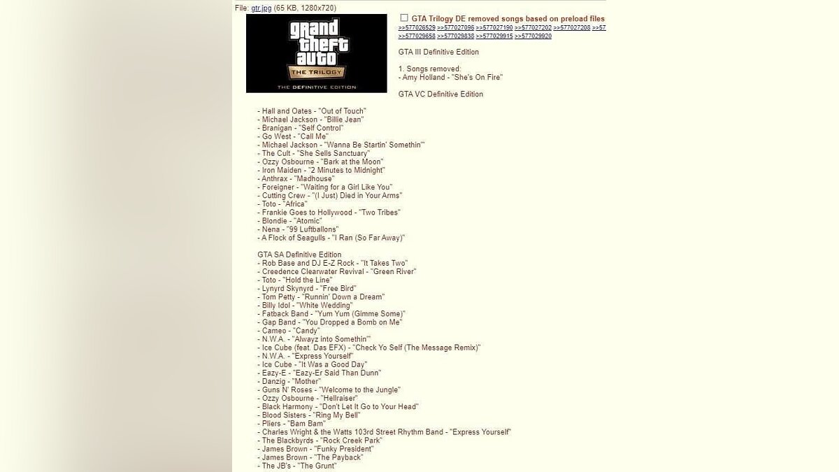 Big list of removed tracks from GTA: The Trilogy debunked
