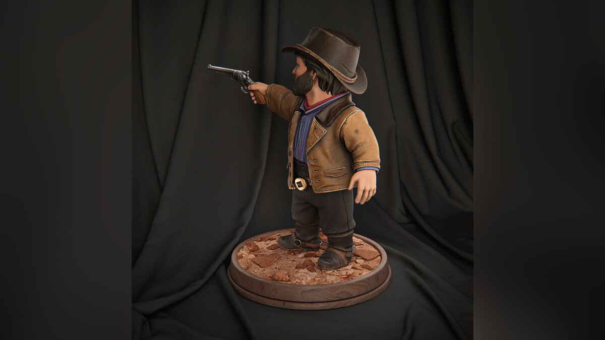 Художник показал миниатюрную версию Артура Моргана из Red Dead Redemption 2 в виде цифровой фигурки