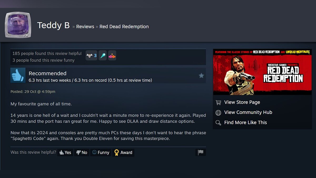 Red Dead Redemption receives overwhelmingly positive reviews on Steam with a 93% rating