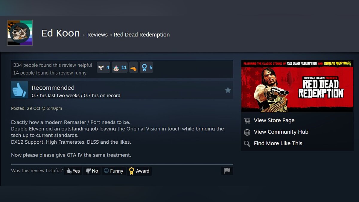 Red Dead Redemption receives overwhelmingly positive reviews on Steam with a 93% rating